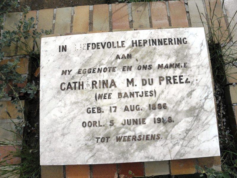 PREEZ Catharina M., du nee BANTJES 1886-1938