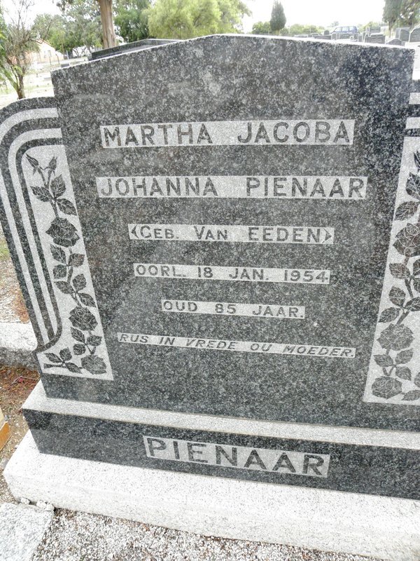 PIENAAR Martha Jacoba Johanna nee VAN EEDEN -1954