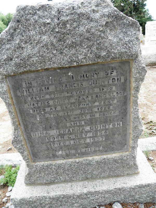 QUINTON William Francis 1850-1926 &amp; Dinah Johanna 1854-1937