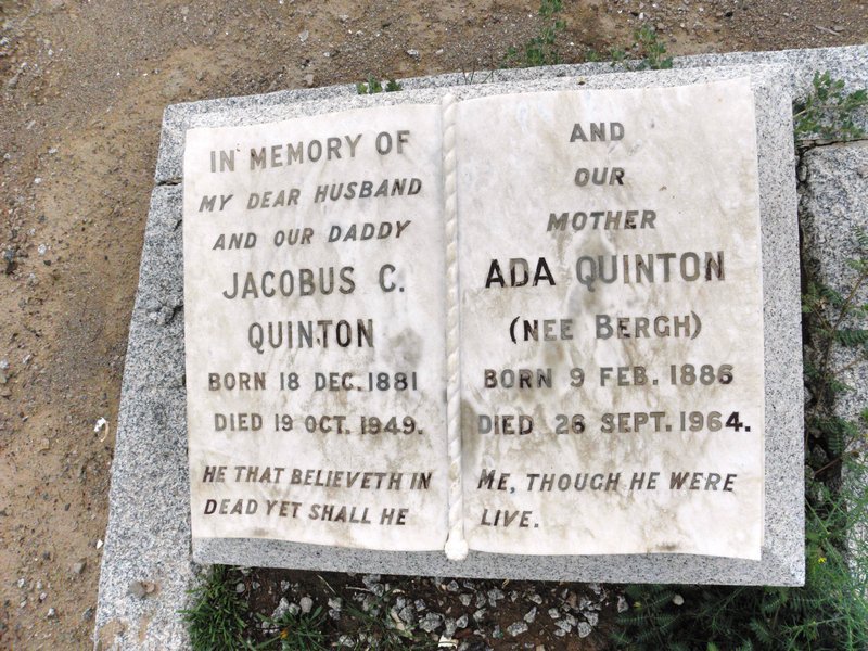 QUINTON Jacobus C. 1881-1949 &amp; Ada BERGH 1886-1964