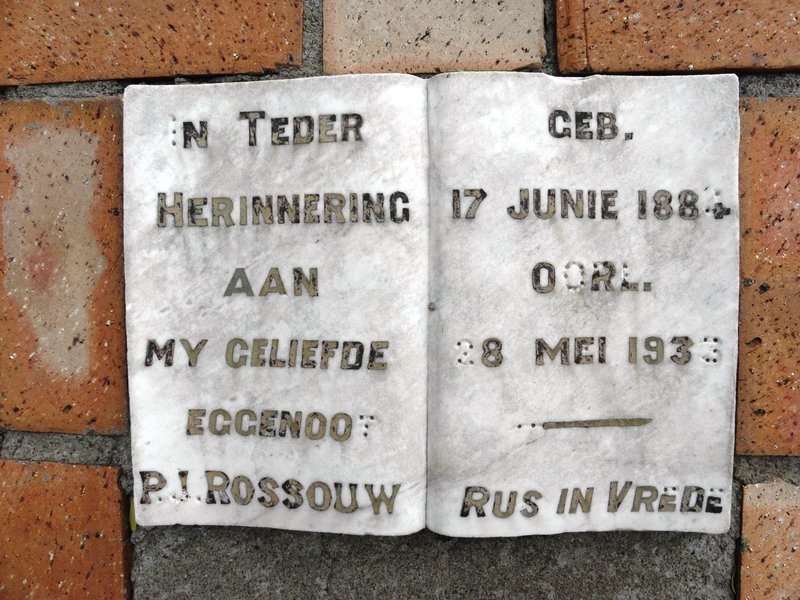ROSSOUW P.J. 1884-1933