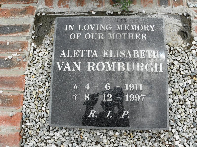 ROMBURGH Aletta Elisabeth, van 1911-1997