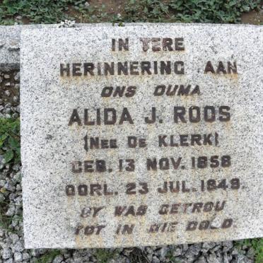 ROOS Alida J. nee de KLERK 1858-1949