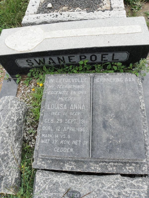 SWANEPOEL Louisa Anna nee DE BEER 1911-1962