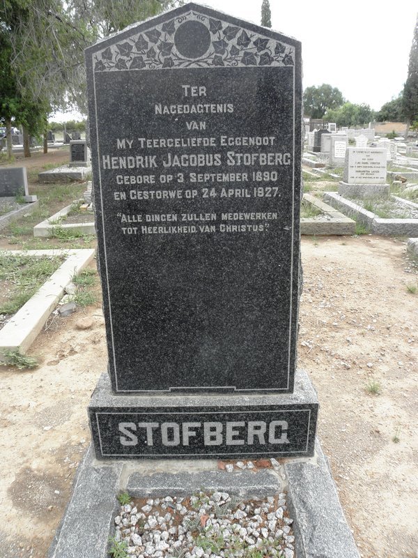 STOFBERG Hendrik Jacobus 1890-1927