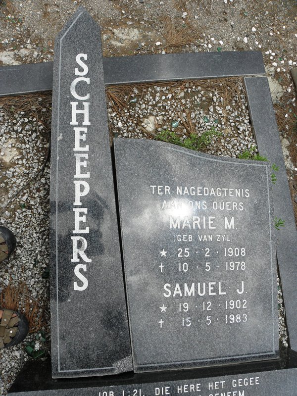 SCHEEPERS Samuel J. 1902-1983 &amp; Marie M. VAN ZYL 1908-1978