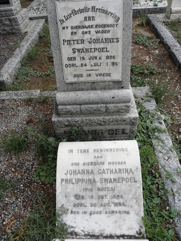 SWANEPOEL Pieter Johannes 1856-1936 &amp; Johanna Catharina Philippina BOTES 1856-1946