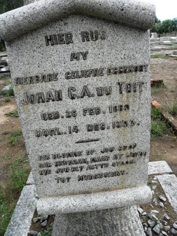 TOIT Johan C.A., du 1889-1933