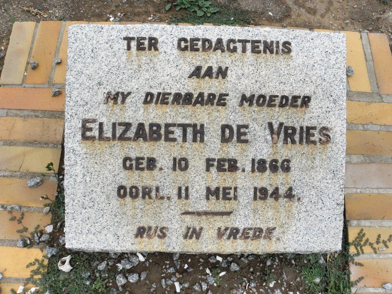 VRIES Elizabeth, de 1866-1944