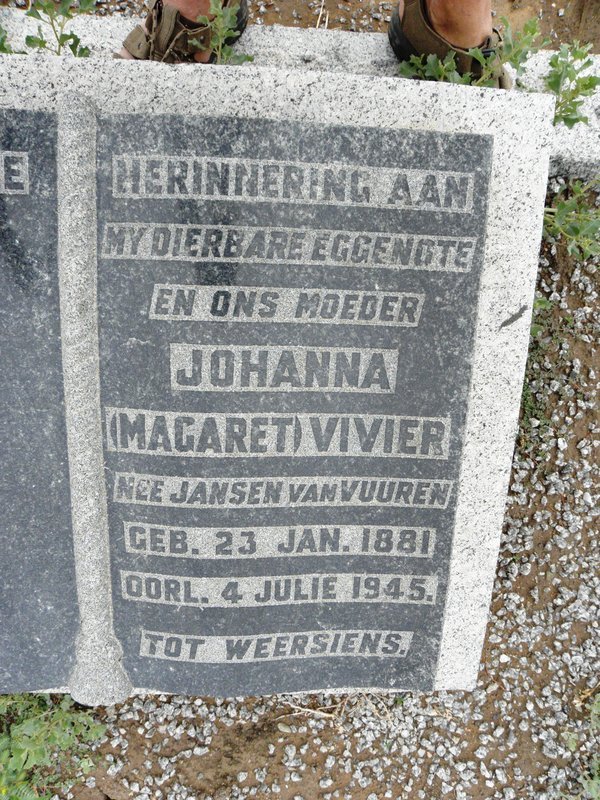 VIVIER Johanna nee JANSEN VAN VUUREN 1881-1945
