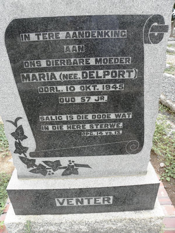 VENTER Maria nee DELPORT -1945