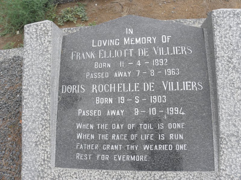 VILLIERS Frank Elliott, de 1892-1963 &amp; Doris Rochelle 1903-1994