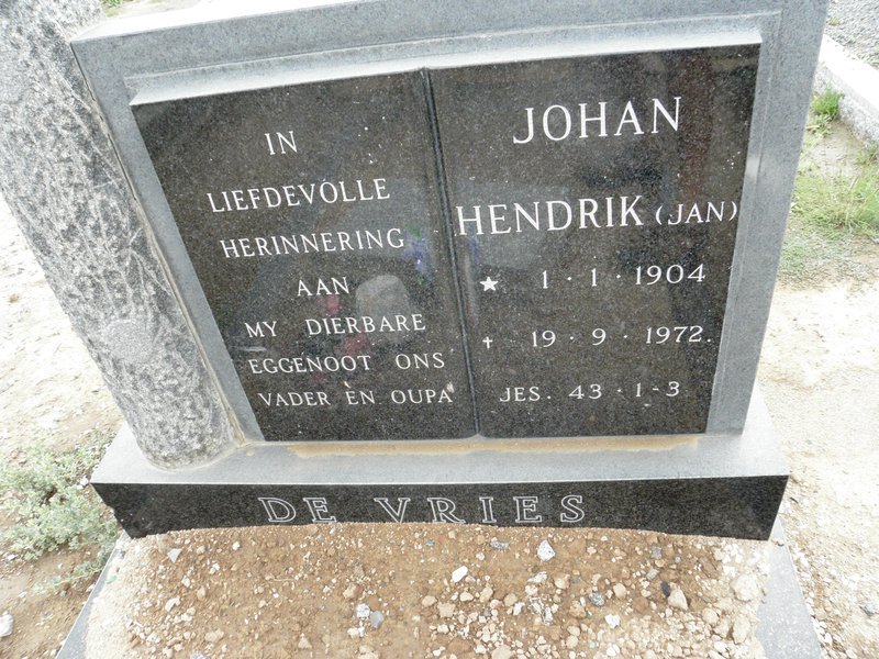 VRIES Johan Hendrik, de 1904-1972 