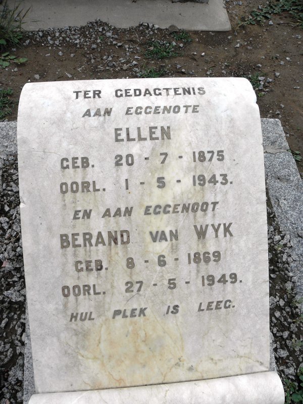 WYK Berand, van 1869-1949 &amp; Ellen 1875-1943