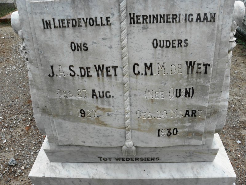 WET J.A.S., de -1927 &amp; C.M. QUIN -1930