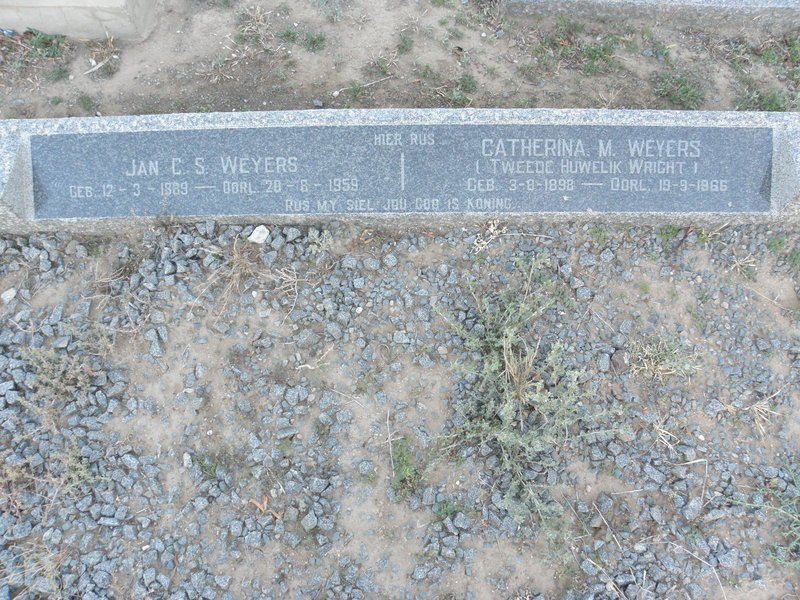 WEYERS Jan C.S. 1889-1959 &amp; Catherina M. WRIGHT, formerly WEYERS 1898-1966