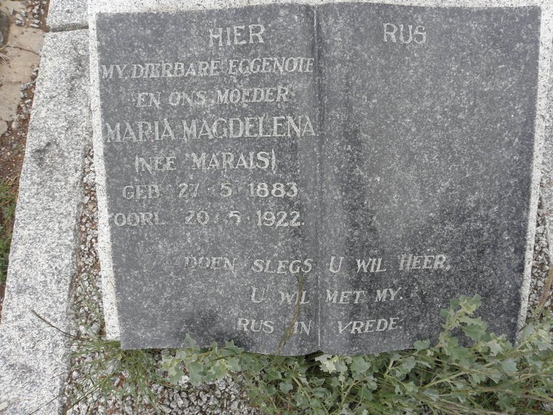 ? Maria Magdelena nee MARAIS 1883-1922
