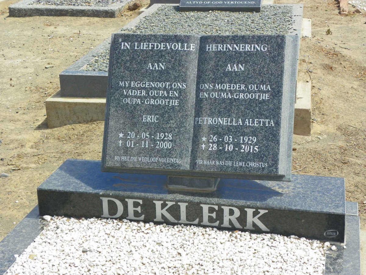KLERK Eric, de 1928-2000 &amp; Petronella Aletta 1929-2015