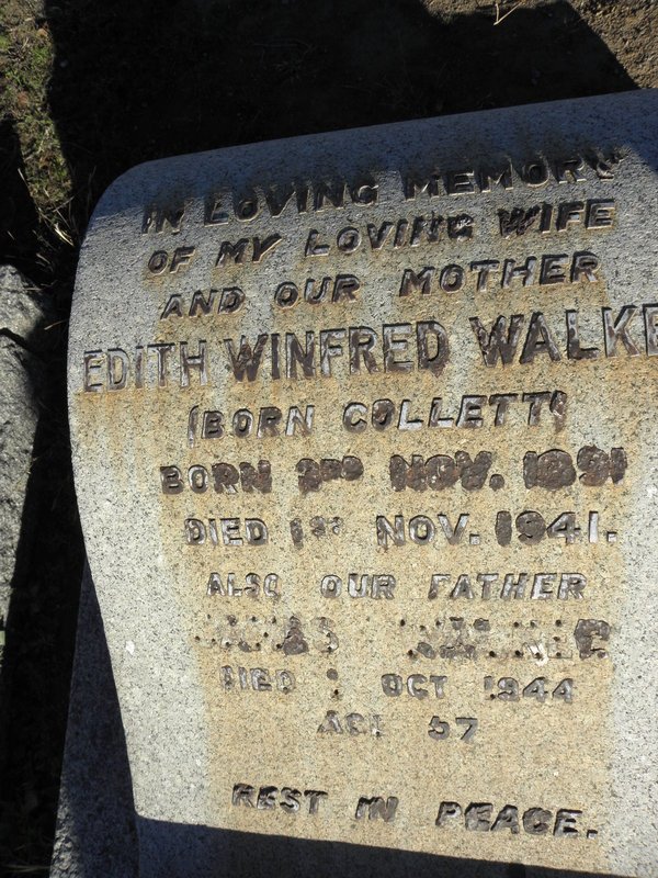 WALKER James -1944 &amp; Edith Winfred COLLETT 1891-1941 