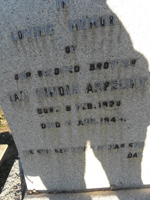 ASPELING Ian Hindle 1920-1945