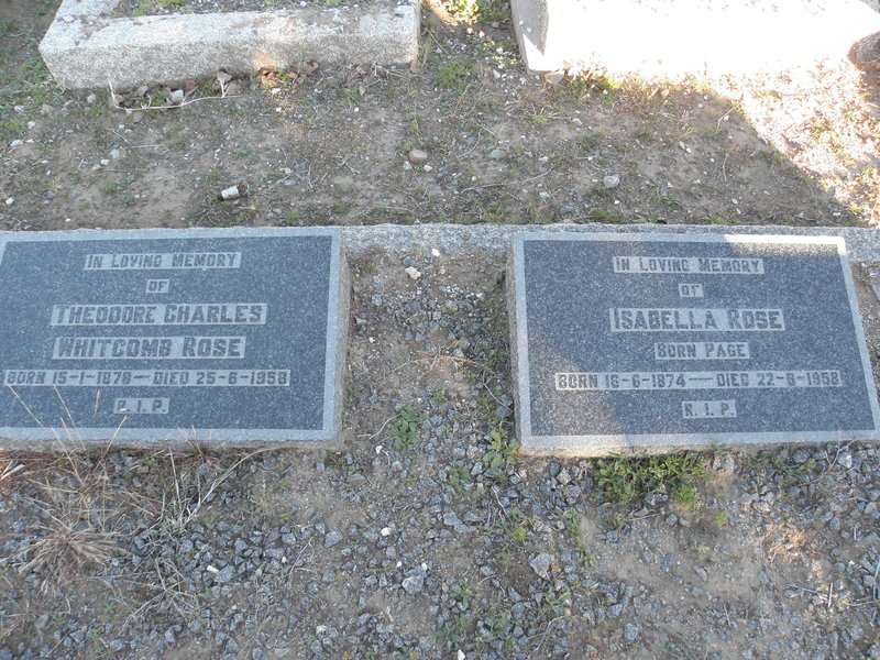 ROSE Theodore Charles Whitcomb 1878-1958 &amp; Isabella PAGE 1874-1958