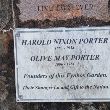 PORTER Harold Nixon 1883-1958 &amp; Olive May 1886-1984