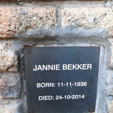 BEKKER Jannie 1936-2014