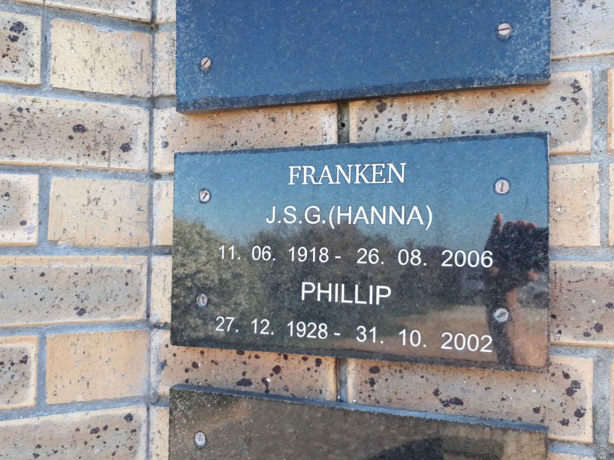 FRANKEN Phillip 1928-2002 &amp; J.S.G. 1918-2006