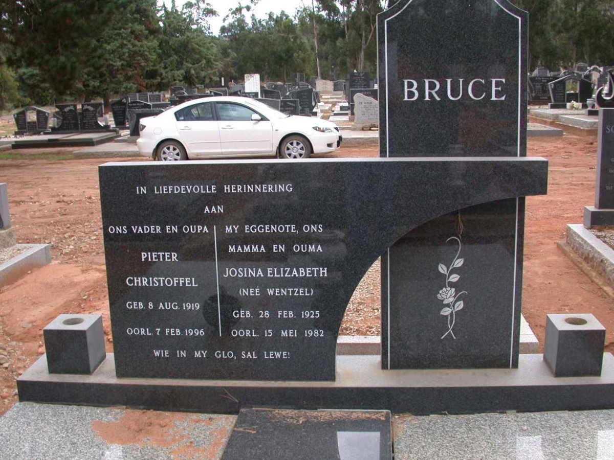 BRUCE Pieter Christoffel 1919-1996 &amp; Josina Elizabeth WENTZEL 1925-1982