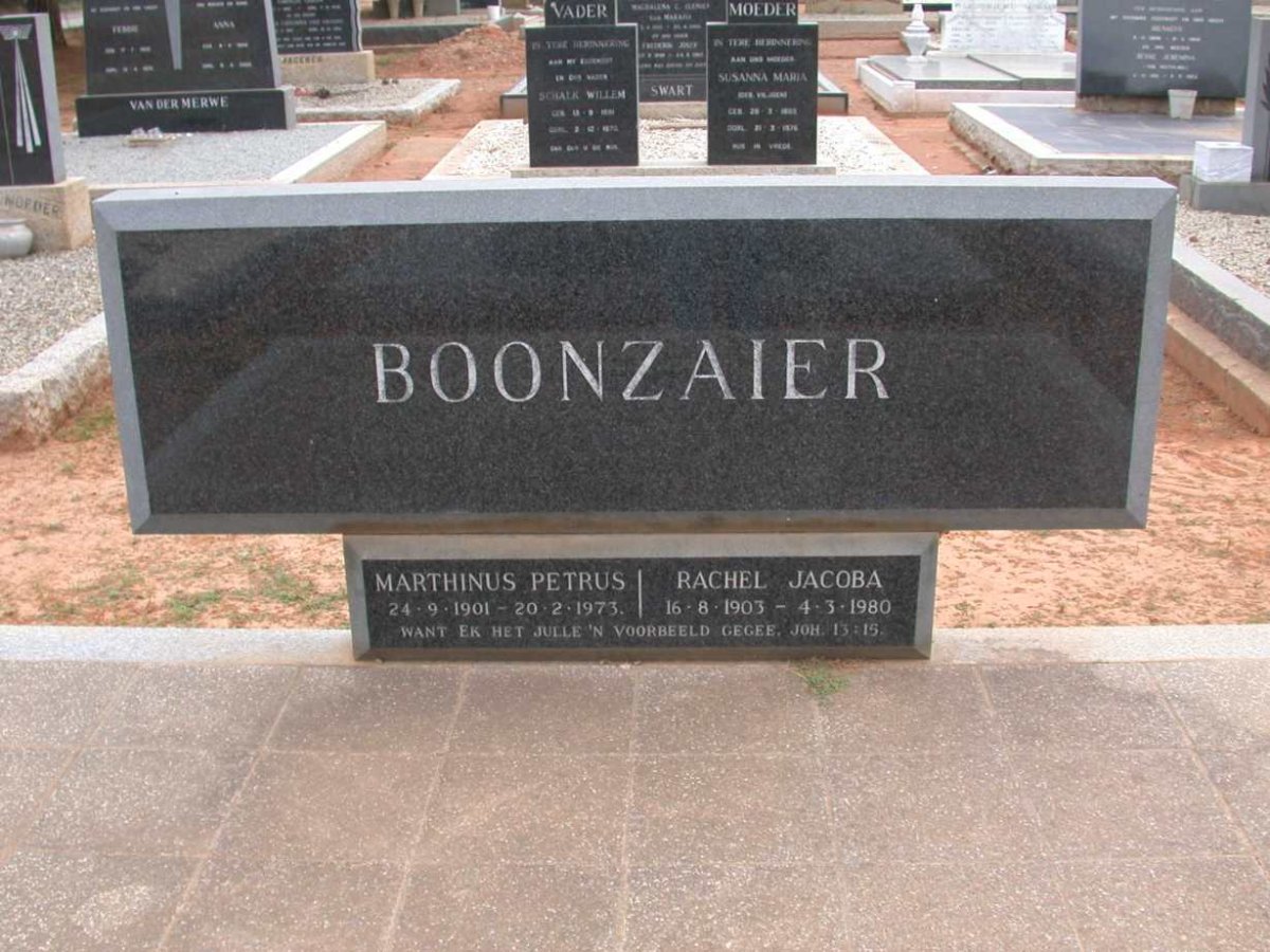 BOONZAIER Marthinus Petrus 1901-1973 &amp; Rachel Jacoba 1903-1980