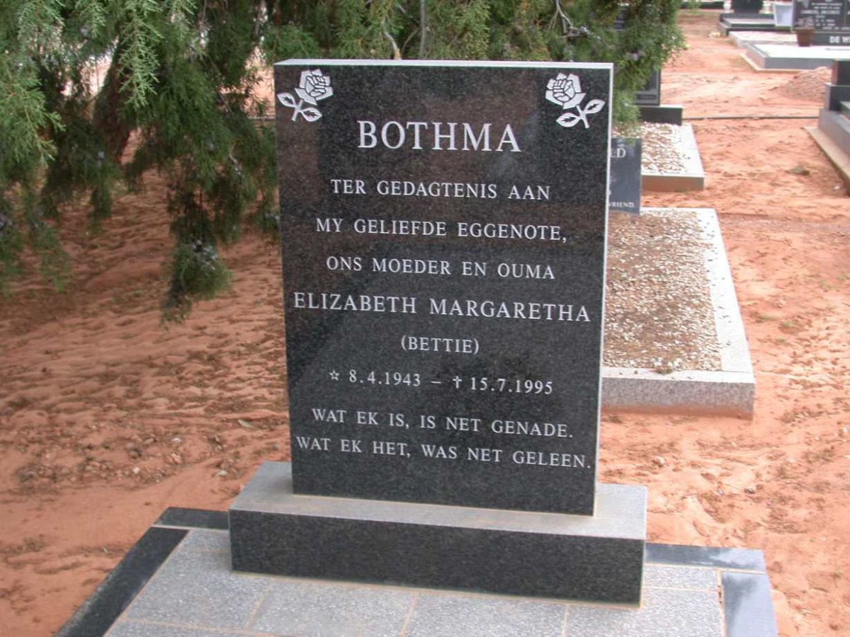 BOTHMA Elizabeth Margaretha 1943-1995