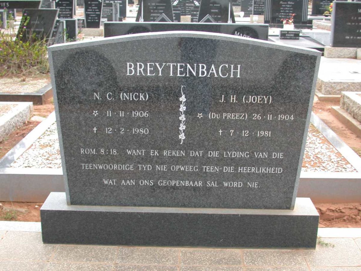 BREYTENBACH N.C. 1906-1980 &amp; J.H. DU PREEZ 1904-1981