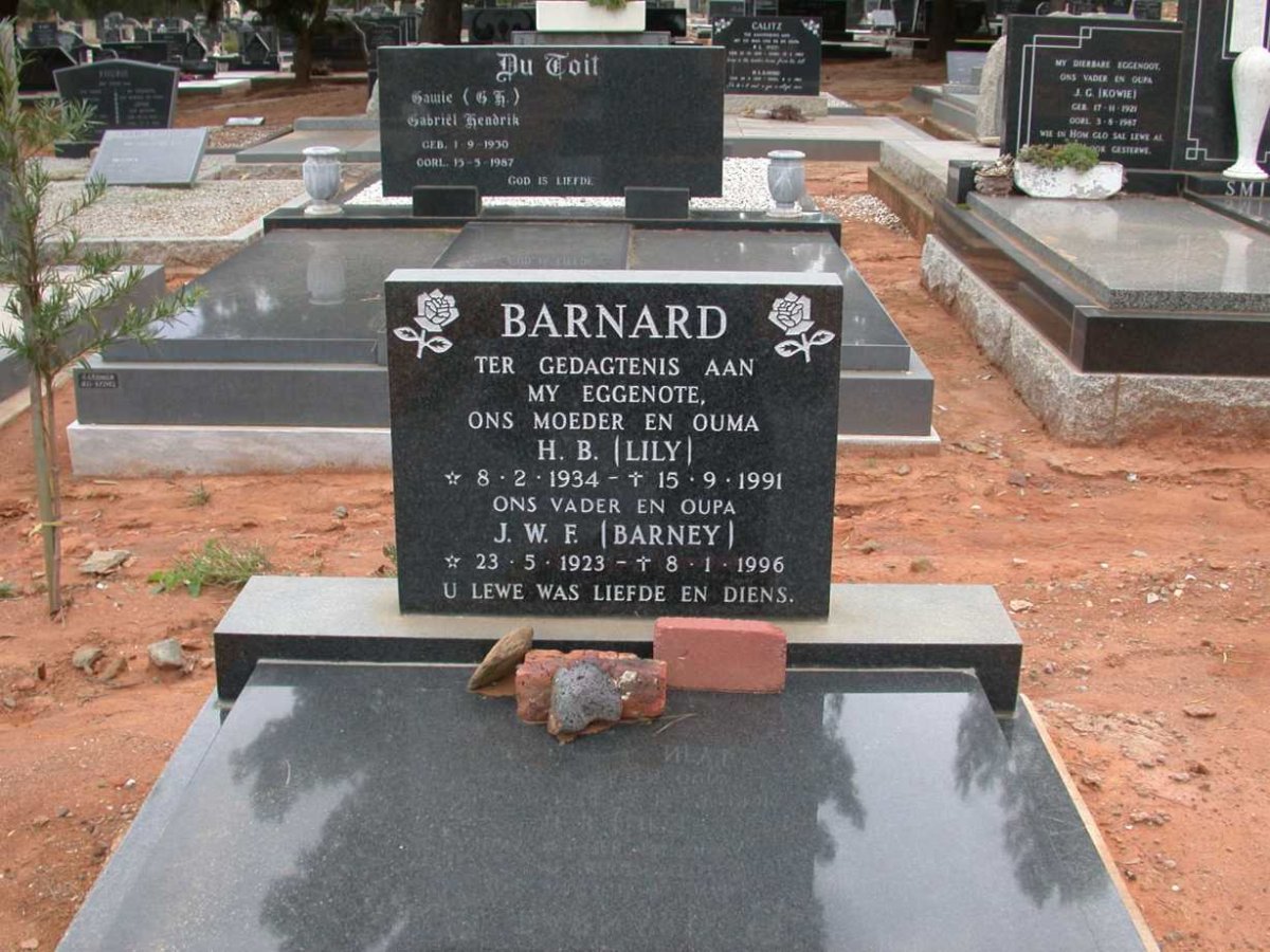 BARNARD J.W.F. 1923-1996 &amp; H.B. 1934-1991