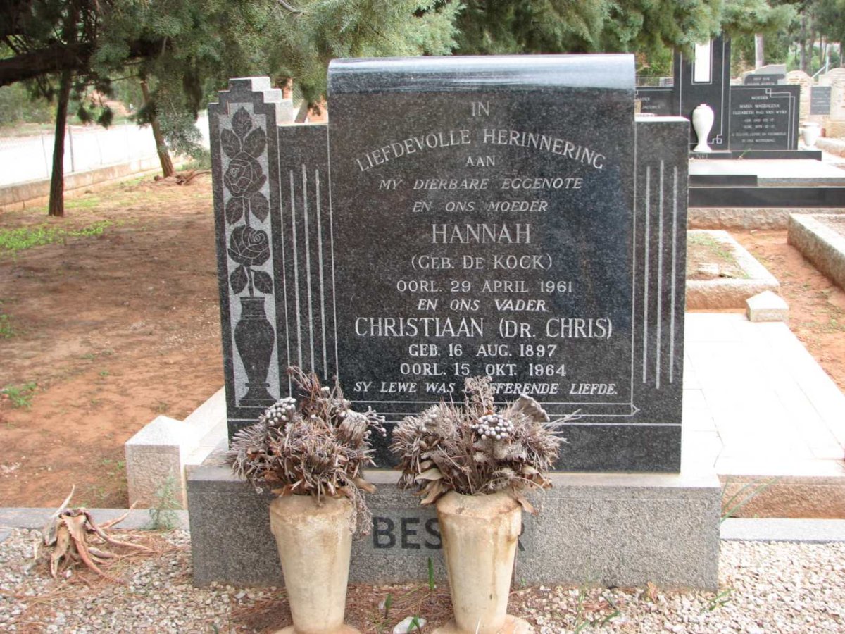 BESTER Christiaan 1897-1964 &amp; Hannah DE KOCK -1961