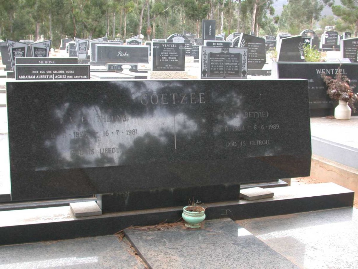 COETZEE ? 18?-1981 &amp; Bettie ?-1989