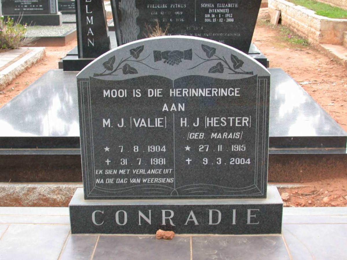 CONRADIE M.J. 1904-1981 &amp; H.J. MARAIS 1915-2004
