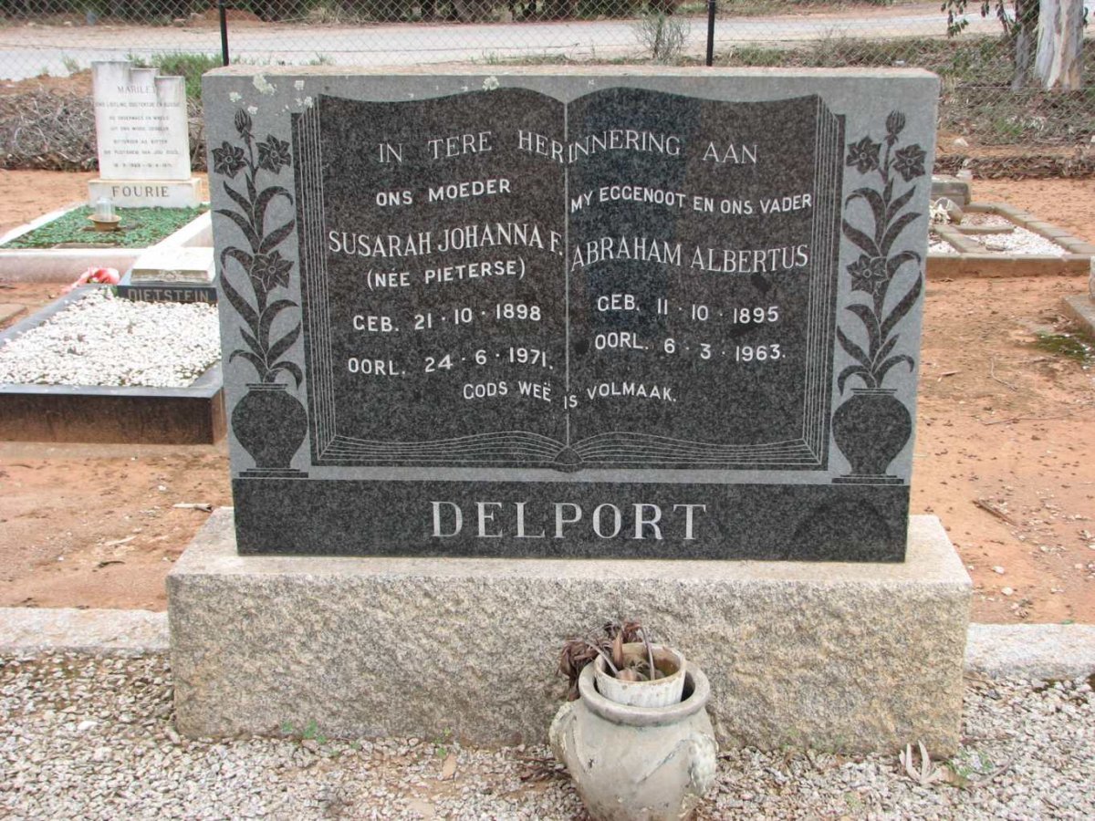 DELPORT Abraham Albertus 1895-1963 &amp; Susarah Johanna F. PIETERSE 1898-1971