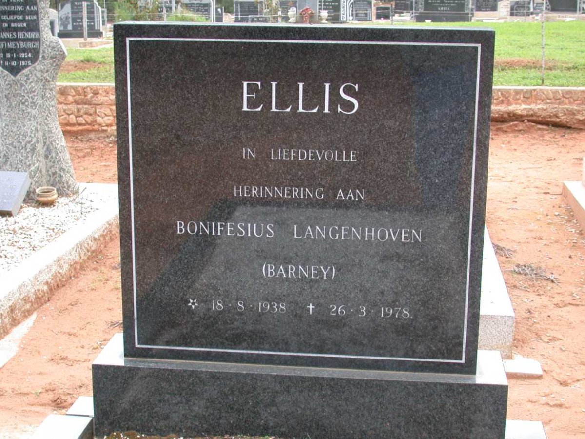 ELLIS Bonifesius Langenhoven 1938-1978