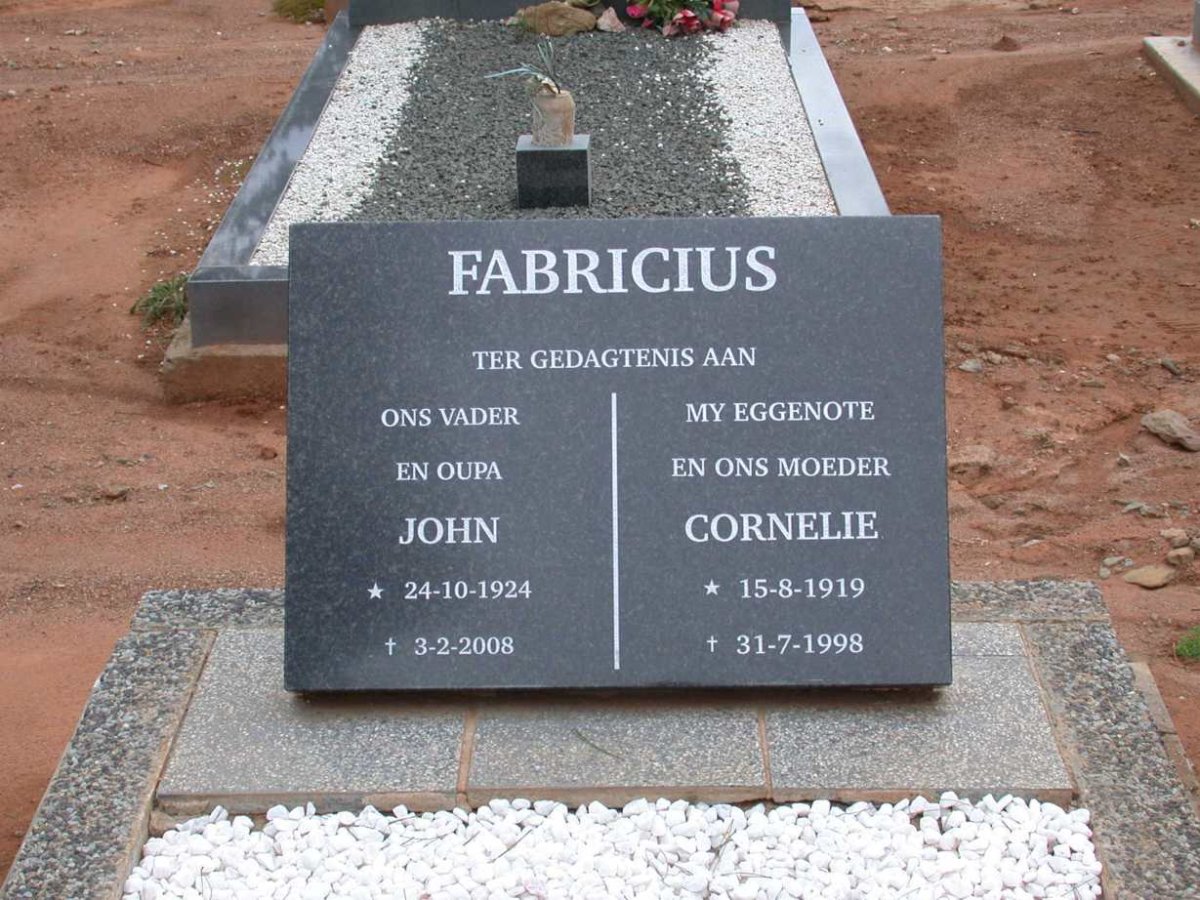 FABRICIUS John 1924-2008 &amp; Cornelie 1919-1998