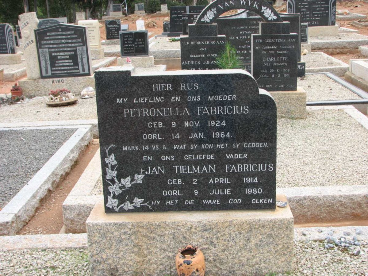 FABRICIUS Jan Tielman 1914-1980 &amp; Petronella 1924-1964