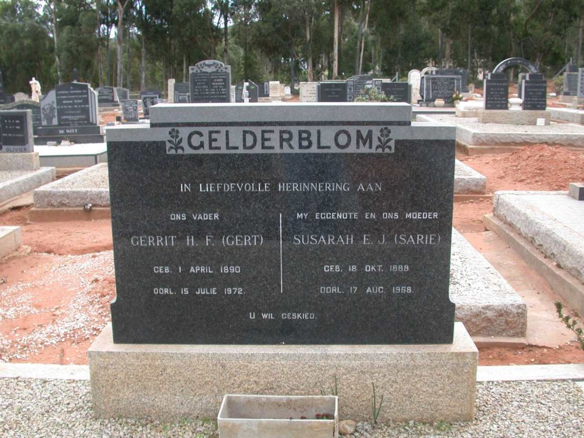 GELDERBLOM Gerrit H.F. 1890-1972 &amp; Susarah E.J. 1888-1968
