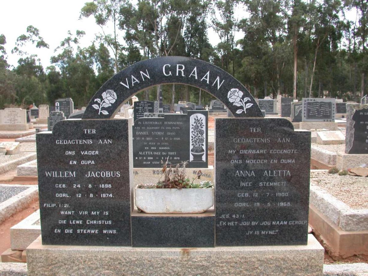 GRAAN Willem Jacobus, van 1896-1974 &amp; Anna Aletta STEMMET 1900-1968