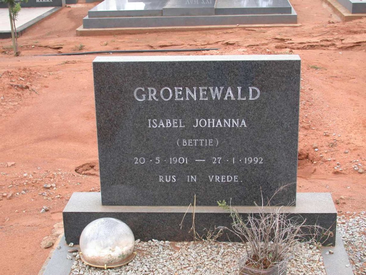 GROENEWALD Isabel Johanna 1901-1992
