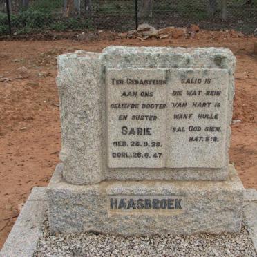 HAASBROEK Sarie 1929-1947