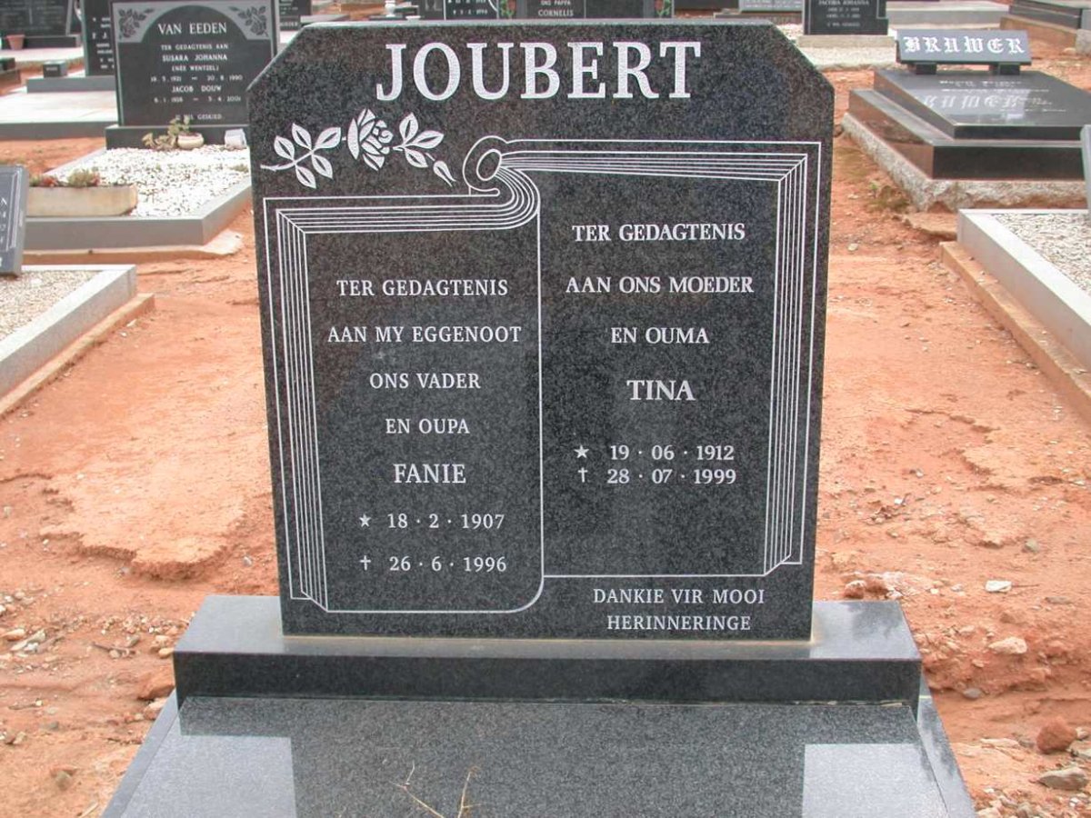 JOUBERT Fanie 1907-1996 &amp; Tina 1912-1999
