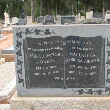 JONKER Barend Jacobus 1894-1962 &amp; Magdalena Georgina JOHNSON 1892-1976