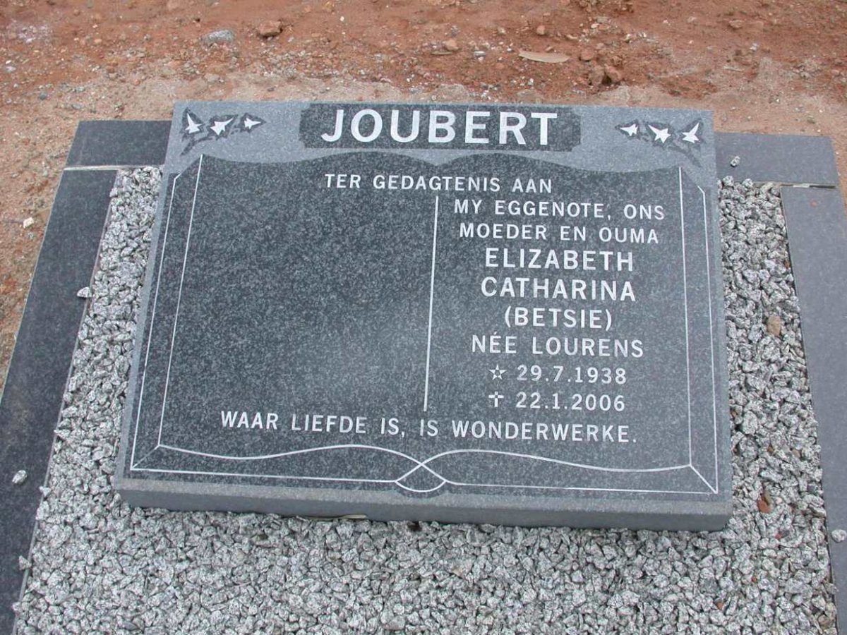 JOUBERT Elizabeth Catharina nee LOURENS 1938-2006