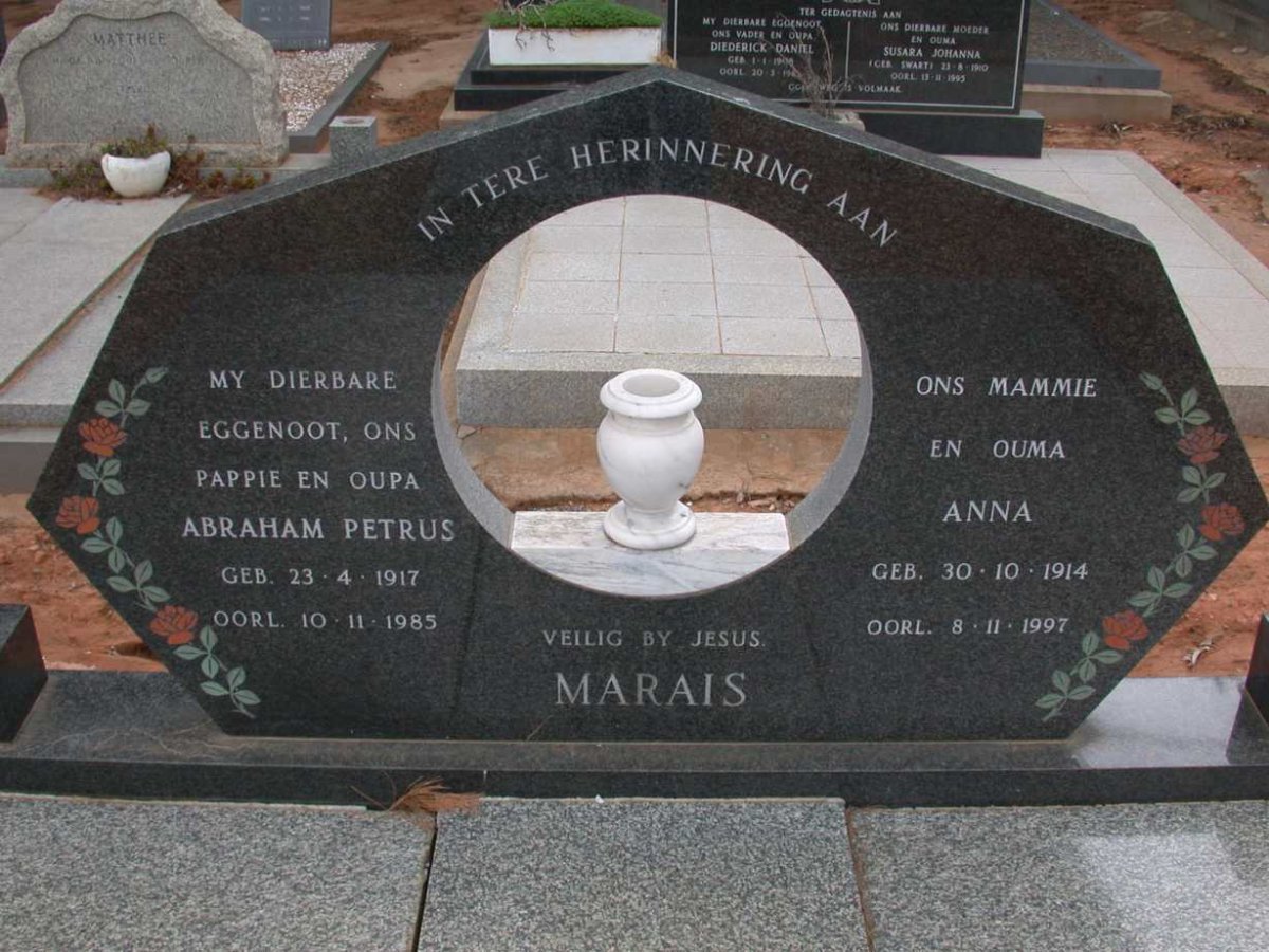 MARAIS Abraham Petrus 1917-1985 &amp; Anna 1914-1997