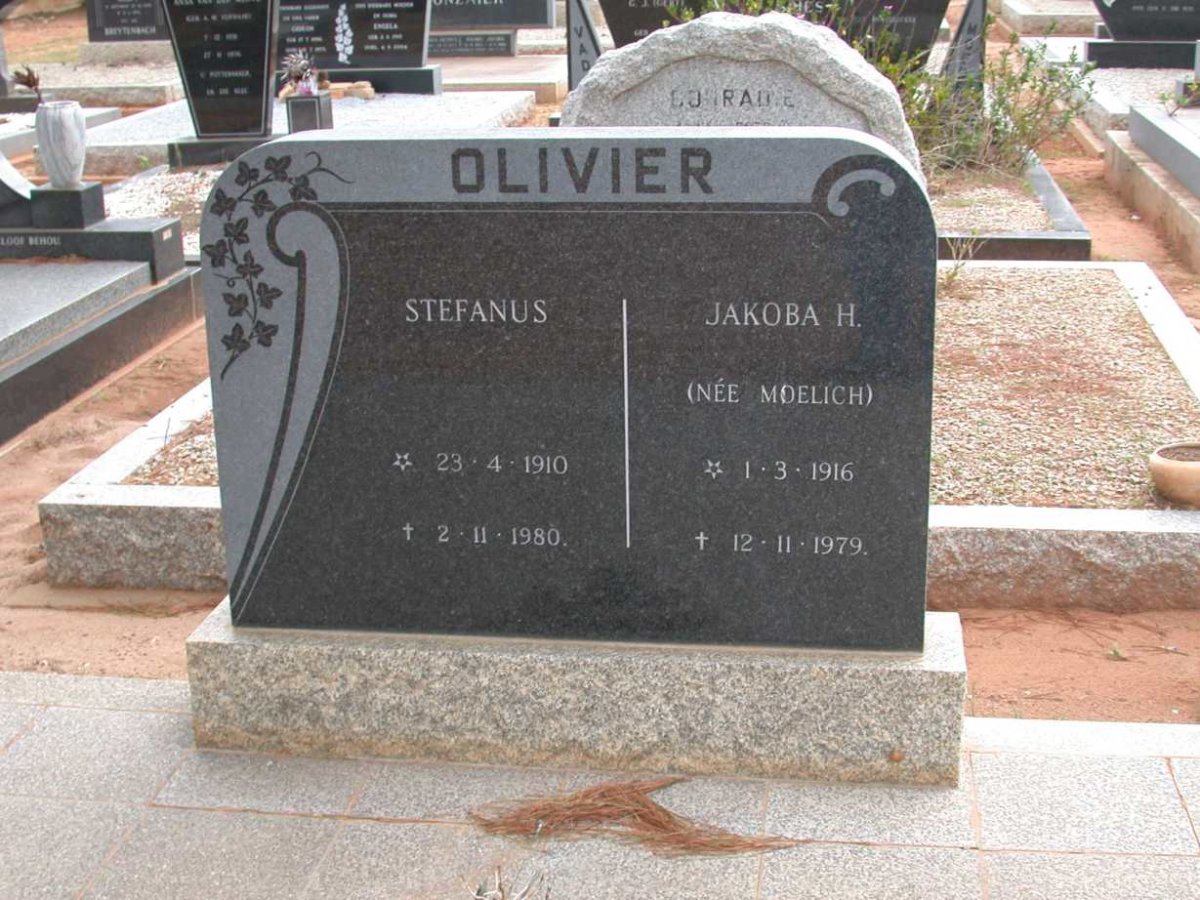 OLIVIER Stefanus 1910-1980 &amp; Jakoba H. MOELICH 1916-1979