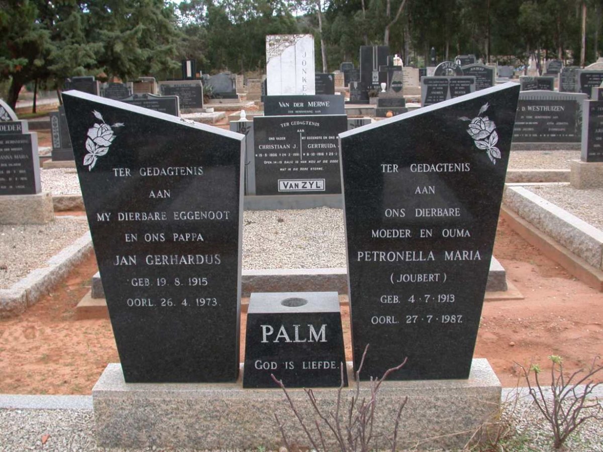 PALM Jan Gerhardus 1915-1973 &amp; Petronella Maria JOUBERT 1913-1987